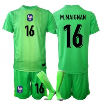Billige Fotballdrakt Frankrike Mike Maignan #16 Keeper Replika Bortedraktsett Barn VM 2026 Kortermet (med bukser)